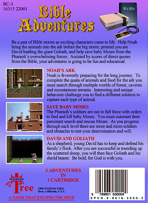 Bible Adventures (Homebrew) — Box back